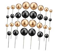 WEKAMOS 30 Pcs Metallic Cake Toppers Mixed Gold and Silver Balls Metal Pastry Decoration Balls for Cupcakes Cakes Cookies Easy to Install Elegant Baking Toppers for Birthday Party