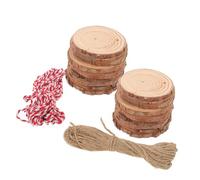 WEKAMOS 30 Pcs Natural Pine Wood Slices with Bark Thick Unfinished Wooden Discs for DIY Crafts Christmas Ornaments Wedding Decorations with Jute and Cotton Twine Strings