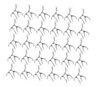 WEKAMOS 30pcs Antique Silver Alloy Antler Charm Pendants for DIY Necklace Bracelet Keychain Jewelry Accessories Vivid Deer Horn Design for Women and Crafting