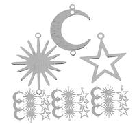 WEKAMOS 30Pcs Geometric Hollow Moon Star Sun Charms for DIY Jewelry Making Creative Earring and Pendant Accessories for Necklaces and Bracelets Attractive Visual Effects
