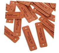 WEKAMOS 30pcs Handmade Leather Tags for Sewing DIY Labels for Crafts Knitting Crochet Hats Bags Chocolate