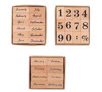 WEKAMOS 32pcs Vintage Wooden Date Stamps Number Month Week English Markers for Card Making Scrapbooking Crafting Teaching Christmas Birthday Wedding Supplies