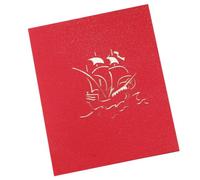 WEKAMOS 3d Pop up Christmas Sailboat Greeting Card 15x15cm Colorful Xmas Blessing Card with Envelope for Holiday Season and Thank You Messages