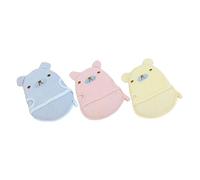 WEKAMOS 3Pcs Bath Mitt Cartoon Animal Design Shower Gloves for Exfoliating Soft Foam Cleansing Reusable Bath Supplies in Yellow Blue Pink