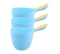 WEKAMOS 3pcs Bath Rinse Cups with Ergonomic Handle Plastic Shampoo Scoops for Newborns and Gentle Water Flow Hair Washing Ladles for Eye Protection and Multi-Purpose Bath Use