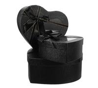 WEKAMOS 3pcs Black Heart Shaped Box Set Lids for Valentine's Day Packaging Flower Bouquet Boxes Chocolate and Candy Gift for Special Occasions