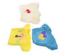 WEKAMOS 3pcs Doll Clothes Sweaters for Stuffed Bears Cute Bear Doll Clothing Including White Cherry Yellow Umbrella and Blue Heart Sweaters for Imaginative Play and Collectors