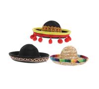 WEKAMOS 3Pcs Halloween Pet Costume Hat Mexico Style Sombrero for Dogs and Cats Comfortable Odor Accessory for Halloween Festivities
