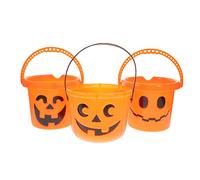 WEKAMOS 3pcs Halloween Pumpkin Bucket Candy Jar Plastic Party Buckets for Treats Storage for Halloween Party and Trick-treat