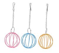 WEKAMOS 3pcs Hanging Grass Ball Feeder Pet Rabbit Hamster Toy Dried Grass Dispenser Chain for Bunny Hay Feeding and Playtime Random Color