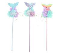 WEKAMOS 3pcs Mermaid Fairy Wands with Sequin Tail for Birthday Party Decorations Lightweight Princess Wand for Festival Role Play and Magical Dress Up Accessories