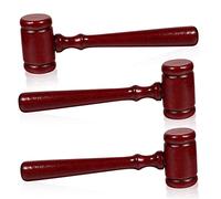 WEKAMOS 3Pcs Mini Wooden Judge Gavel Smooth Polished Hammer for Lawyer Cosplay Traditional Chinese Style Justice Prop Safe Premium Wood Role Play Accessories