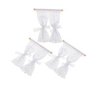 WEKAMOS 3pcs Miniature Lace Curtains for Dollhouse, Simulation Tiny House Window Accessories, Mini Curtain Set for Dollhouse Bedroom Décor and DIY Craft