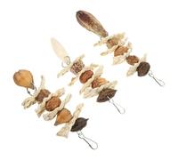 WEKAMOS 3pcs Natural Wooden Parrot Chewing Bright Hanging Foraging for Birds Safe Multi-functional Bird Cage Accessory to Keep Parrots Engaged and Relaxed