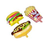 WEKAMOS 3pcs Party Decoration Balloons Popcorn Party Hot Dog Supplies Hotdog Theme Movie Themed Inflatable Fast Food Aluminum Film