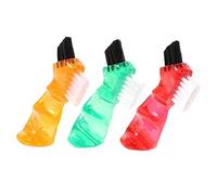 WEKAMOS 3Pcs Portable Mini Denture Brushes Dual Ended Cleaning for Oral Care Personal Use Small with Ergonomic Grip for Partial and Full Dentures