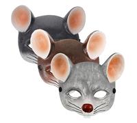 WEKAMOS 3pcs Realistic PU Foam Rat Face Masks for Halloween Christmas Carnival Masquerade Animal Cosplay Prop Lightweight Comfortable Costume Masks for Adults Light Gray Dark Gray Brown