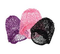 WEKAMOS 3pcs Stretchy Breathable Crochet Hair Net for Women Lightweight Mesh Bun Covers for Sleeping Dancing and Daily Wear Comfortable Hair Wrap Caps in Purple