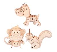 WEKAMOS 3pcs Wooden Animal Puzzle Diy Model Toys for Boys and Girls Engaging Crafts Puzzle Pre-cut Parts for Enhancing Logical Thinking and Attention Skills Includes Squirrel Dog and