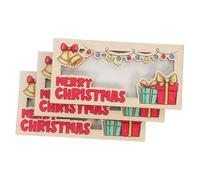 WEKAMOS 3pcs Wooden Christmas Money Holder Compact Cash Organizer with Festive Patterns Xmas Card Wallets for Holiday Party Favors Business Card and Photo Storage Gift