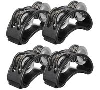 WEKAMOS 4 Pcs Foot Tambourines Lightweight Portable Musical Instruments for Adults with Double Row Bells Abs Stainless Steel Foot Shakers for Performance Party