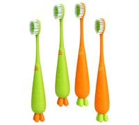 WEKAMOS 4 Pcs Manual Toothbrush Set for, Soft Bristle Carrot and Radish Design, Ergonomic Small Size Toothbrushes for Travel and Daily Oral Care