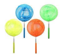 WEKAMOS 4 Pcs Telescopic Nets for Catching Insects Bugs Extendable Outdoor Tools Yellow Orange Light Blue Green for Boys for Nature Exploration and Play