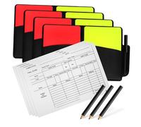 WEKAMOS 4 Sets Soccer Red and Yellow Card Set with Holder Scorebook Pencil PVC Referee Kit for Football Volleyball and Official Match Management