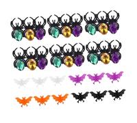 WEKAMOS 40pcs Halloween Plastic Rings Bat and Simulated Spider Design Party Accessories Wear-resistant Rings for Teens Adults Celebration