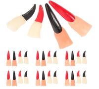 WEKAMOS 40pcs Halloween Witch and Vampire Cosplay Fake Finger Nails Set, Black and Red 8x2cm and 6x2cm Press-on Masquerade Fingernails for Halloween Prank and Costume Party