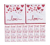 WEKAMOS 40Pcs Valentine's Day Wedding Printed Tissue Napkins Party Disposable Paper Napkins with Love Print for Romantic Celebrations and Event Tableware