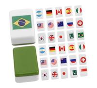 WEKAMOS 48PCS National Flag Mahjong Tile Set Game Blocks for Adults for Parties Picnics Beginner Friendly with Easy to Understand Rules