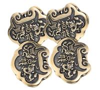 WEKAMOS 4pcs Brass Dragon Phoenix Lock Keychain Pendants Retro Antique Color Hanging Decor Accessories for Home Compact Lightweight Craft Charms