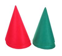 WEKAMOS 4pcs Christmas Elf Hats Felt Cone Dwarf Caps in Red Green Flexible Fit Holiday Gnome Hats for Adults for Costume Parties Cosplay and Festive Role-playing Events