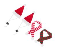 WEKAMOS 4pcs Christmas Pet Costume with Santa Hats and Red White Red Green Scarves for Small Animals Like Hamsters Guinea Pigs Rabbits and Chinchillas Festive Cosplay Accessories for