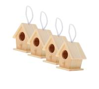 WEKAMOS 4pcs DIY Mini Wood Bird Houses Hanging Outdoor Small Nesting Boxes for Garden Decor Party Decorations with Unique Mounting Brackets for Hummingbird Observation