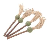 WEKAMOS 4pcs Funny Catnip Cat Teaser Wand for Kitten Plaything Interactive Teasing Chew Toy for Cat Dental Health