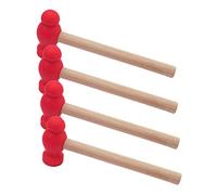 WEKAMOS 4pcs Hammer Small Wooden Mallet Durable Pretend Play Tools for Boys and Safe Ergonomic Grip Educational Pounding for Home and Play