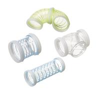 WEKAMOS 4pcs Hamster Toys External Diy Maze Tubes Set Three-way Connector, S-shaped and, Random Colors for Hamster Cage Play and Pet Tunnel Exploration