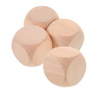 WEKAMOS 4pcs Jumbo Blank Wood Dice Unfinished Wooden Cubes for DIY Craft Projects Games and Party Activities Natural Wood Blocks for Teens and Family Fun