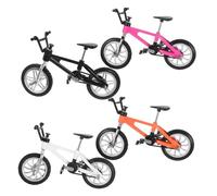 WEKAMOS 4pcs Mini Mountain Bike Models Finger Bike Realistic Simulation Racing for All Ages Desktop Decor in Black White Pink Orange