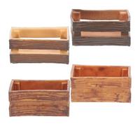 WEKAMOS 4Pcs Miniature Dollhouse Storage Crates Set, Wooden Frame and Hollow Wood Design, Tiny Decorative Boxes for Dollhouse Accessories, Photography Models, and Pretend Play