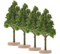 WEKAMOS 4Pcs Miniature Simulated Street Trees 3Cm Model Landscape Scenery Trees with 2Cm Base for Sand Table Architecture DIY for Desk and Hobby Scenery