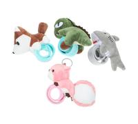 WEKAMOS 4pcs Plush Animal Slap Bracelets Soft Stuffed Dinosaur Shark Squirrel Wristbands Lightweight Party Favors Comfortable Snap Bands for Backpack Bike Rack