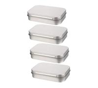 WEKAMOS 4Pcs Portable Hinged Tinplate Storage Boxes for Accessories Organizer Cigarette Case Flip Top Containers for Small Gifts Jewelry USB Drives and Candy Storage