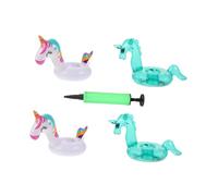 WEKAMOS 4Pcs PVC Inflatable Floating Drink Holders with Inflator Animal Shape Pool Cup Plates for Parties Bath Beverage Floaties