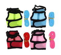WEKAMOS 4pcs Rabbit Vest Harness Leash and Hamster Harness Leash Set Breathable Mesh Material, Medium Size, Adjustable Chest Strap, Suitable for Small Pets Outdoor Walking