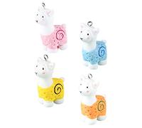 WEKAMOS 4Pcs Resin Alpaca Charms Pendant DIY Craft Keychain Accessories Cartoon Animal Figurines for Jewellery Making and Decoration