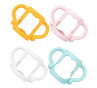 WEKAMOS 4pcs Silicone Bottle Handles with Comfortable Grip Milk Bottle Holders Pink White Lightweight for Easy Drinking and Independent Use