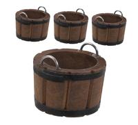 WEKAMOS 4pcs Small Wooden Basin in The Doll House Home Decor Miniature Wood Bucket Dollhouse Ornament Decor Pretend Play Bucket Barrel Small Wood Tiny Wooden Pail Coffee